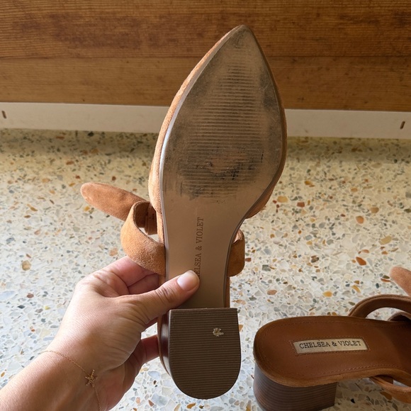 Chelsea & Violet Molly Brown Suede Bow Mules - Picture 5 of 6